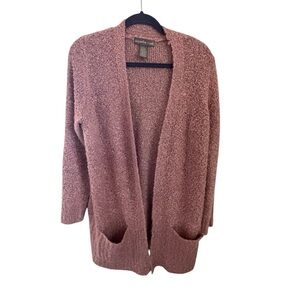 Alexandra + Oak Pink Open Front Mid-Length Sweater - XL